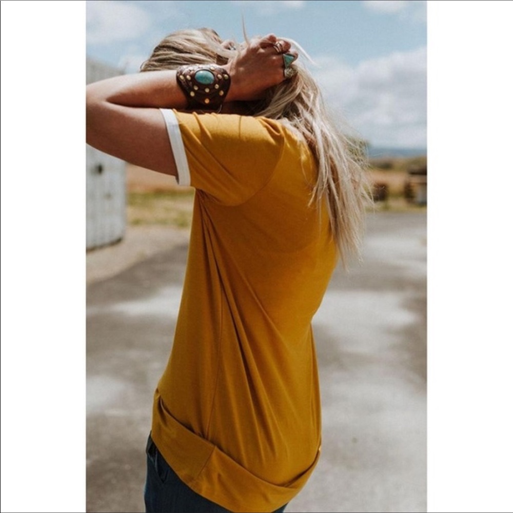 🌙🌙🌙Mustard Ringer Tee - Picture 5 of 5